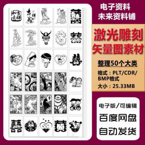 激光雕刻打刻机素材大全刻字图案模板集合plt格式CDR矢量设计文件