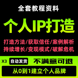 个人IP打造教程如何快速打造个人IP社交品牌定位训练营资料大全新